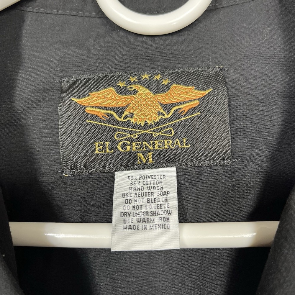 El General Shirt Mens Medium Black White Embroidered Rodeo Western Cowboy - Picture 8 of 10